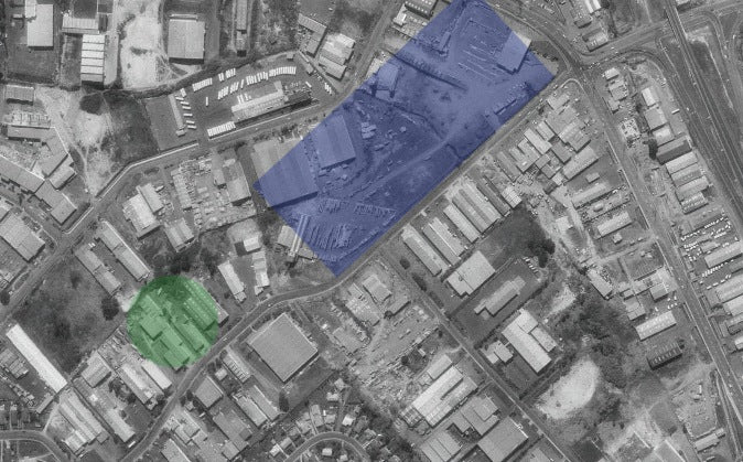Aerial of the Hillside Road area, August 1981